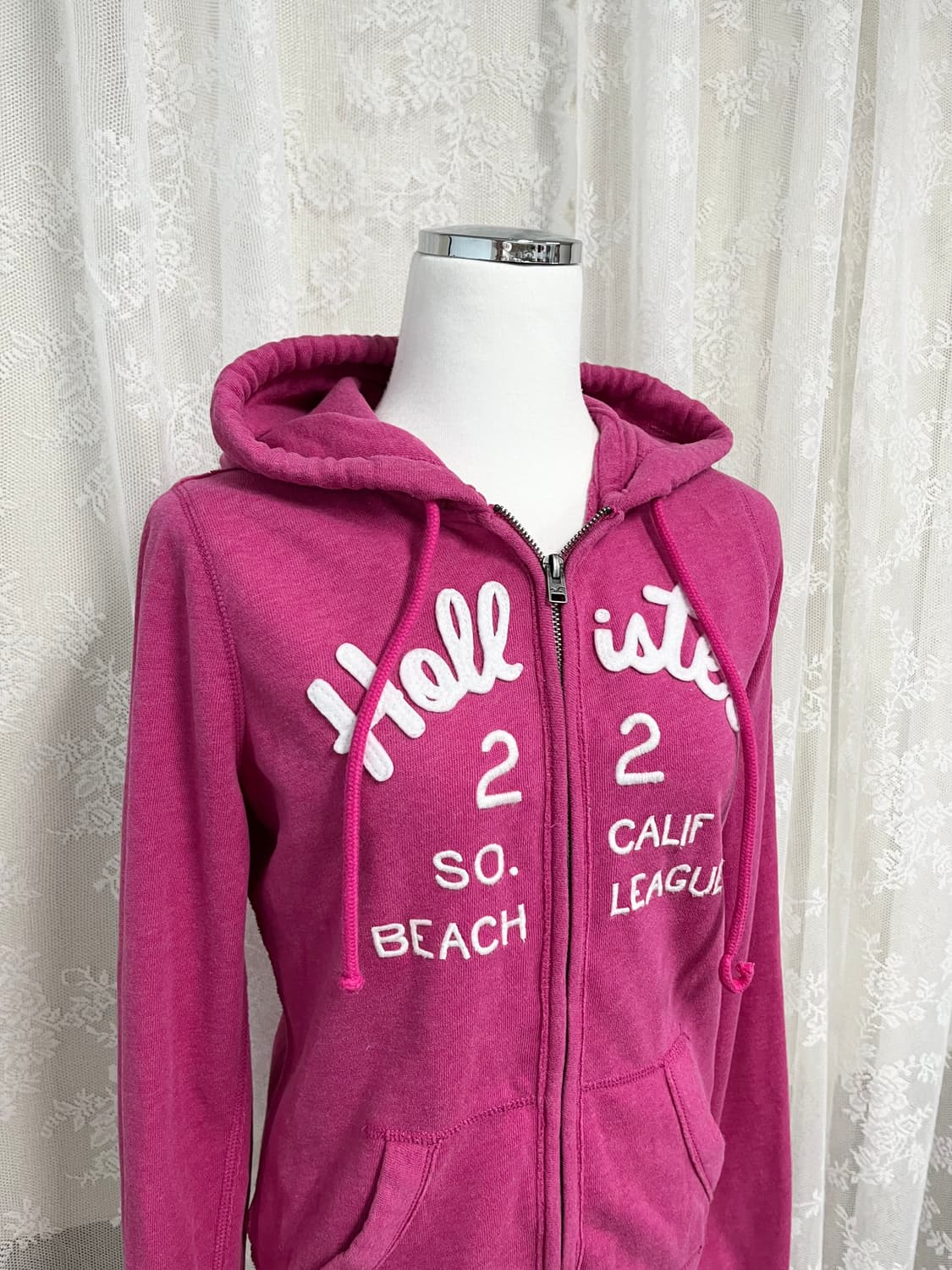 S) 홀리스터 핑크 후드집업 y2k 상품이미지3