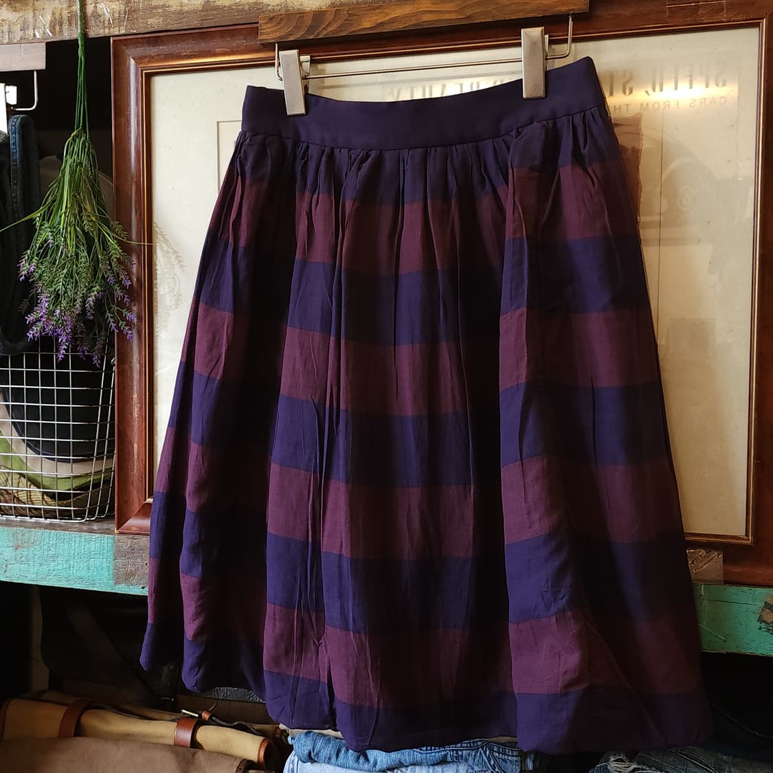 버버리 프로섬 스커트 치마 스트라이프 패턴 런웨이 이중원단 40 상품이미지4