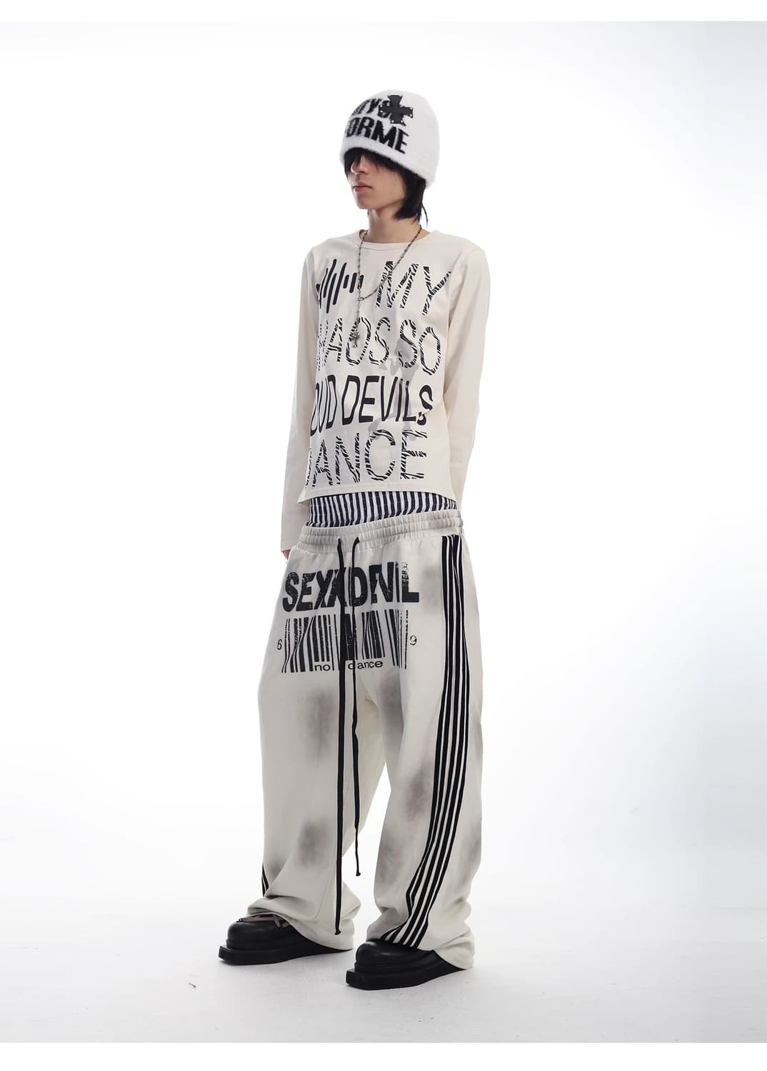Xx Devil Barcode Wide Sagging SweatPants 상품이미지8