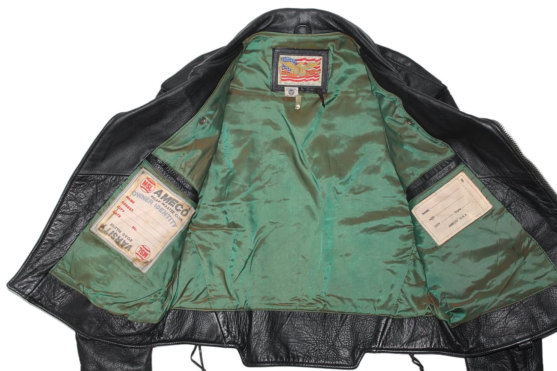 1990s USA AMEKO 아메코 레더 바이커자켓  상품이미지7