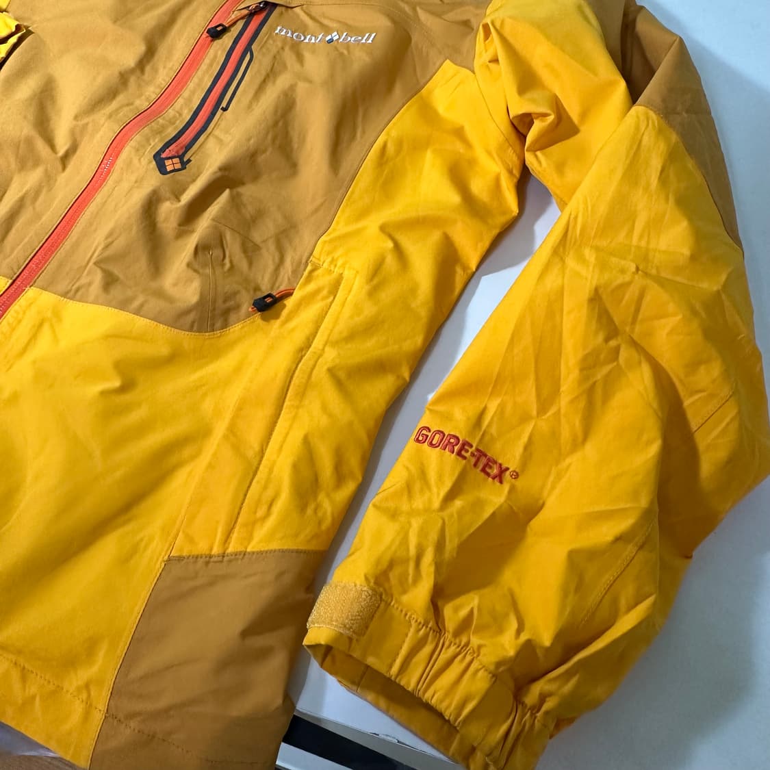 95 M 몽벨 머스타드 겨자 후드탈부착 등산 바람막이 자켓 상품이미지3
