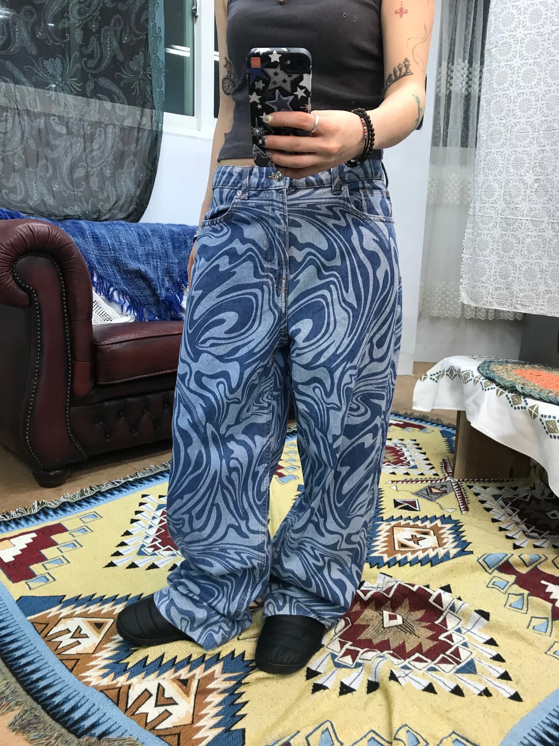 H&M 여성 패턴 데님팬츠  상품이미지1