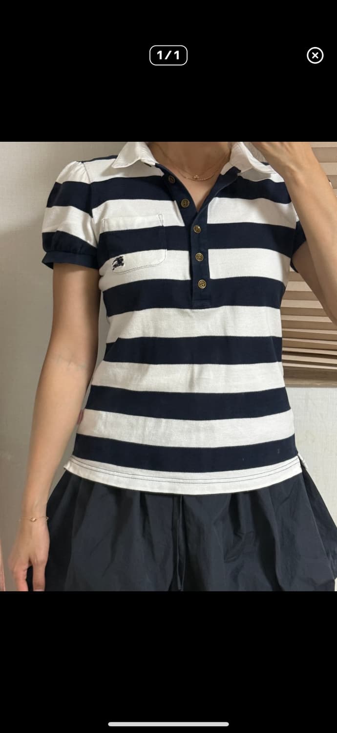 버버리 블루 라벨 스트라이프 카라티(정품) 상품이미지2