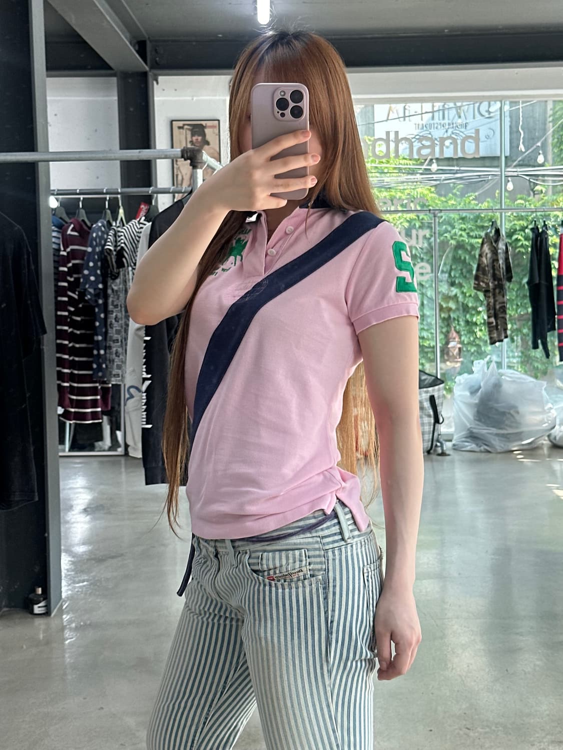 폴로 빅포니 넘버링 Pk반팔티 핑크네이비 상품이미지4