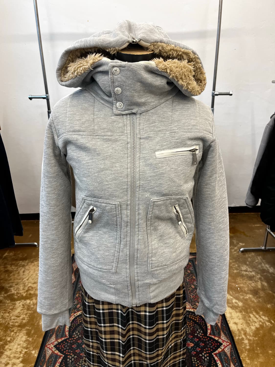 디젤 시어링 후드 집업 블루종 상품이미지2