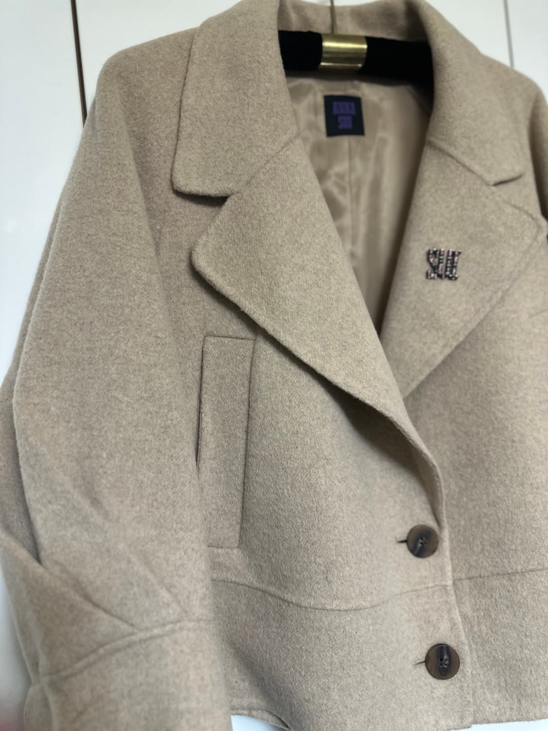 안나수이 베이지색 울 밍크 코트 상품이미지4