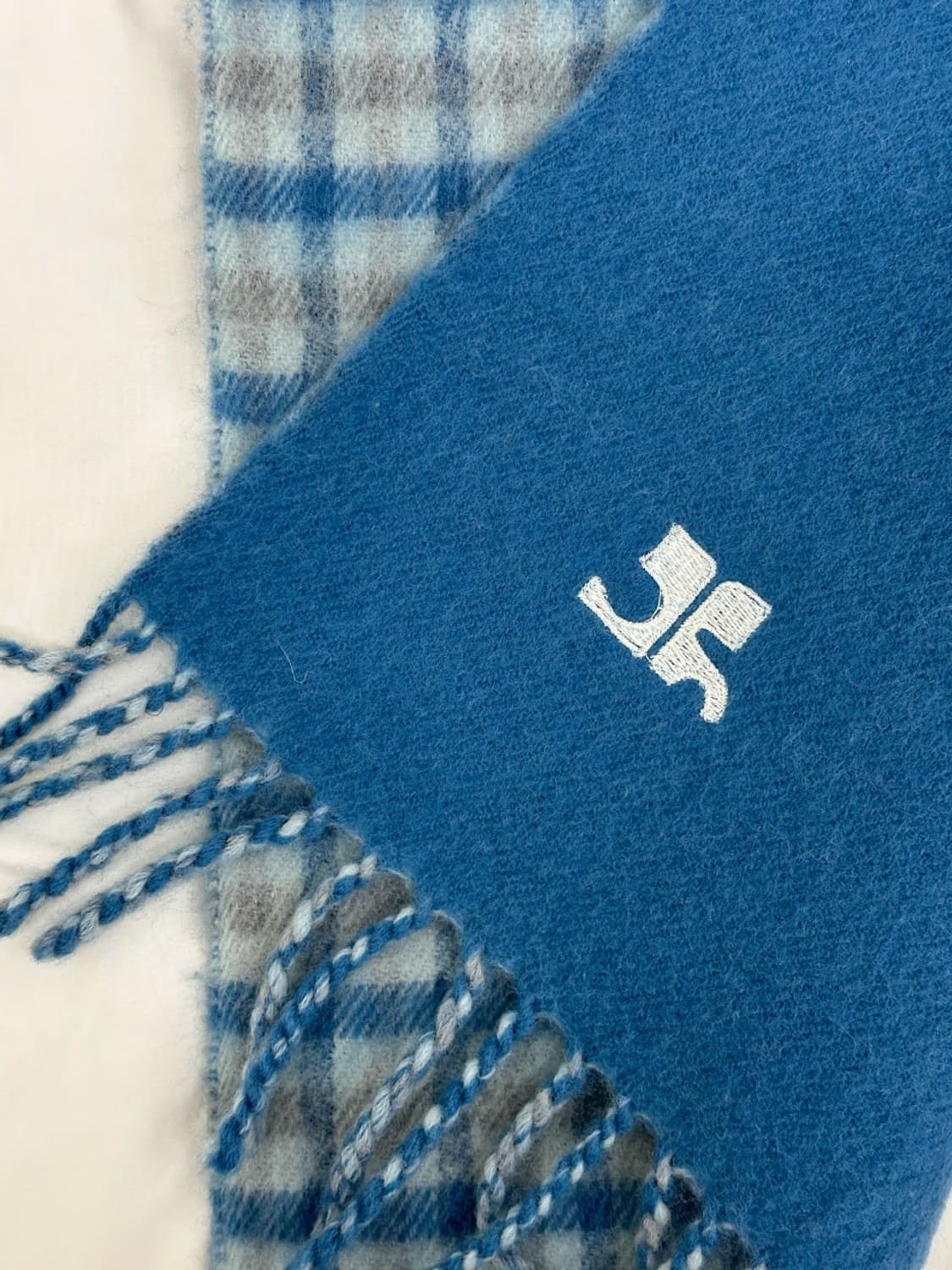 courreges / 꾸레쥬 블루 체크 울 머플러  상품이미지5