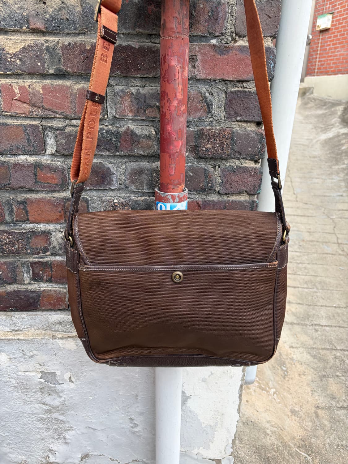 Beanpole 브라운 캔버스 레더 믹스 메신저백 상품이미지8