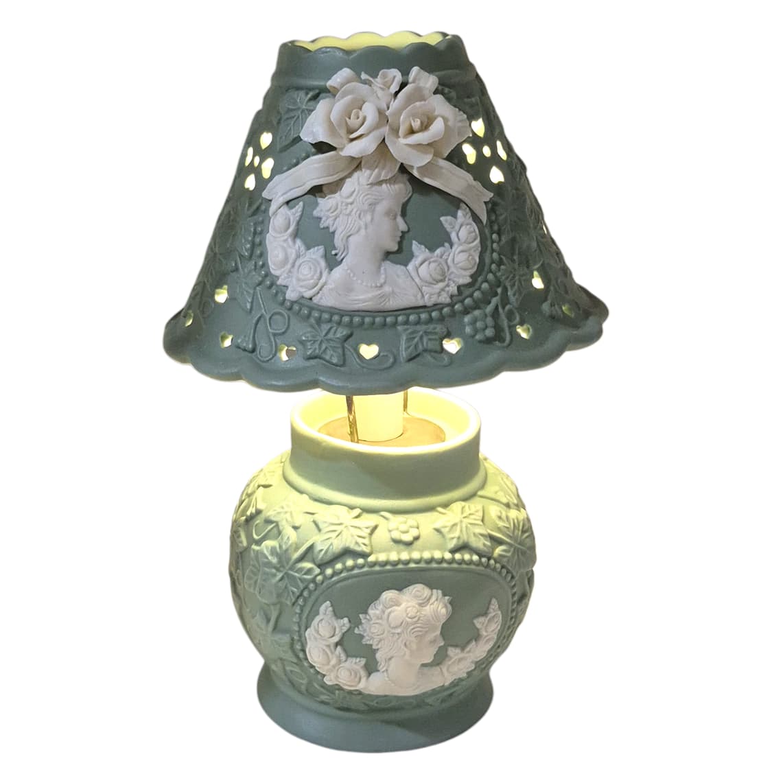 90s 엔틱 카메오 꽃포지 포셀린 테이블 램프 상품이미지1