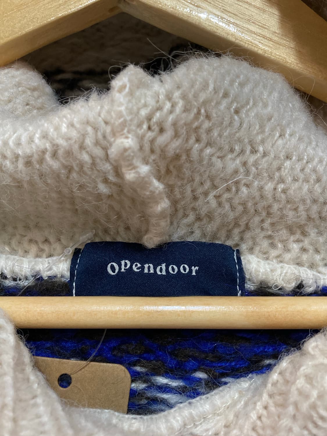 ⚜️(오픈도어스튜디오) 뮤직 웨이브 후드 아이보리 니트 스웨터 상품이미지4