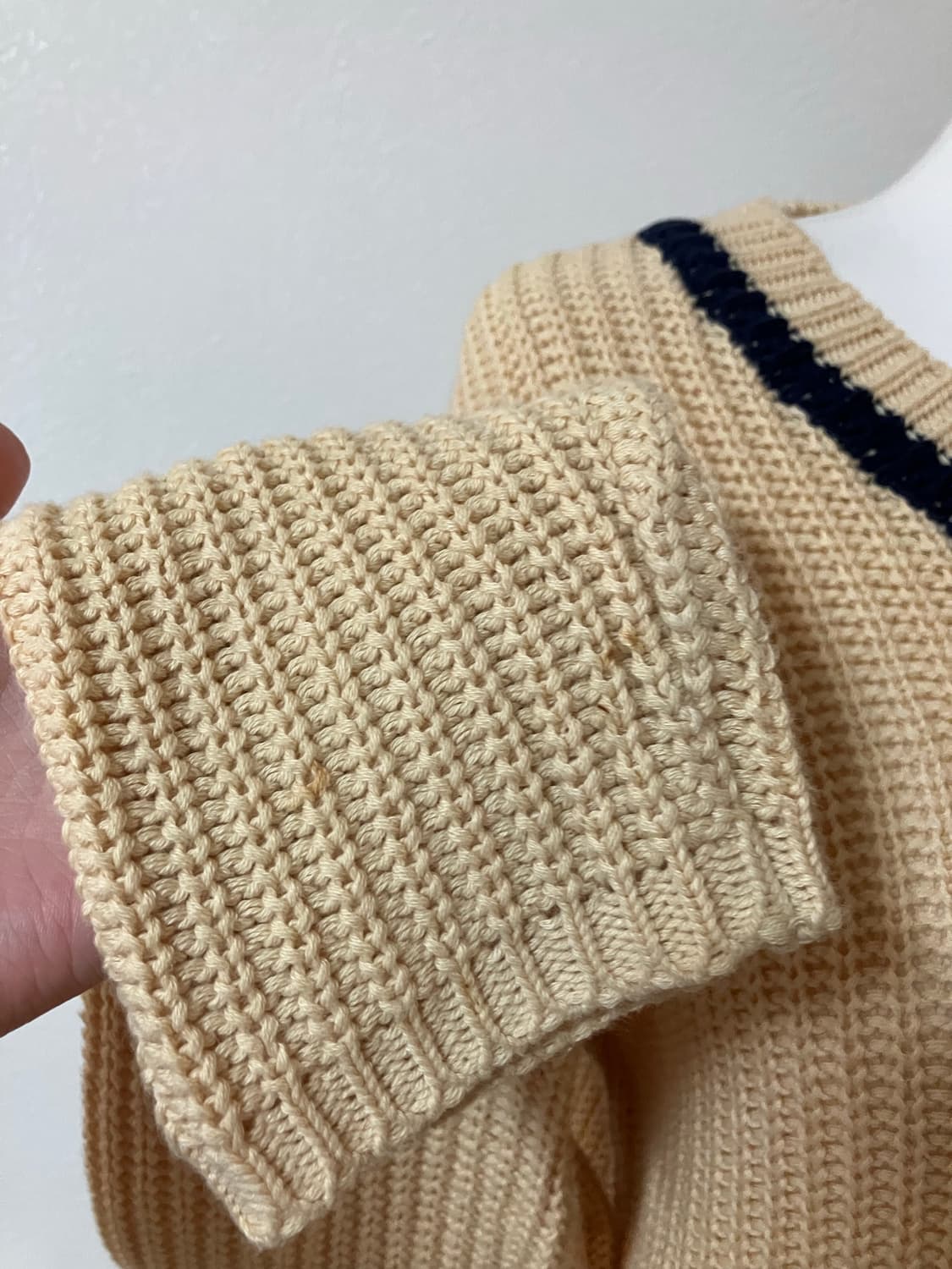 Saburoku 버터색 브이넥 코튼니트 상품이미지5