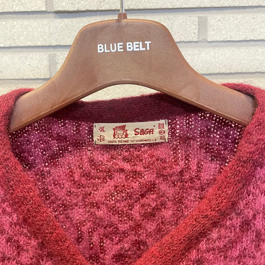 USA VINTAGE 노르딕 니트 가디건 로즈 패턴 투포켓 디테일 핑크 상품이미지6