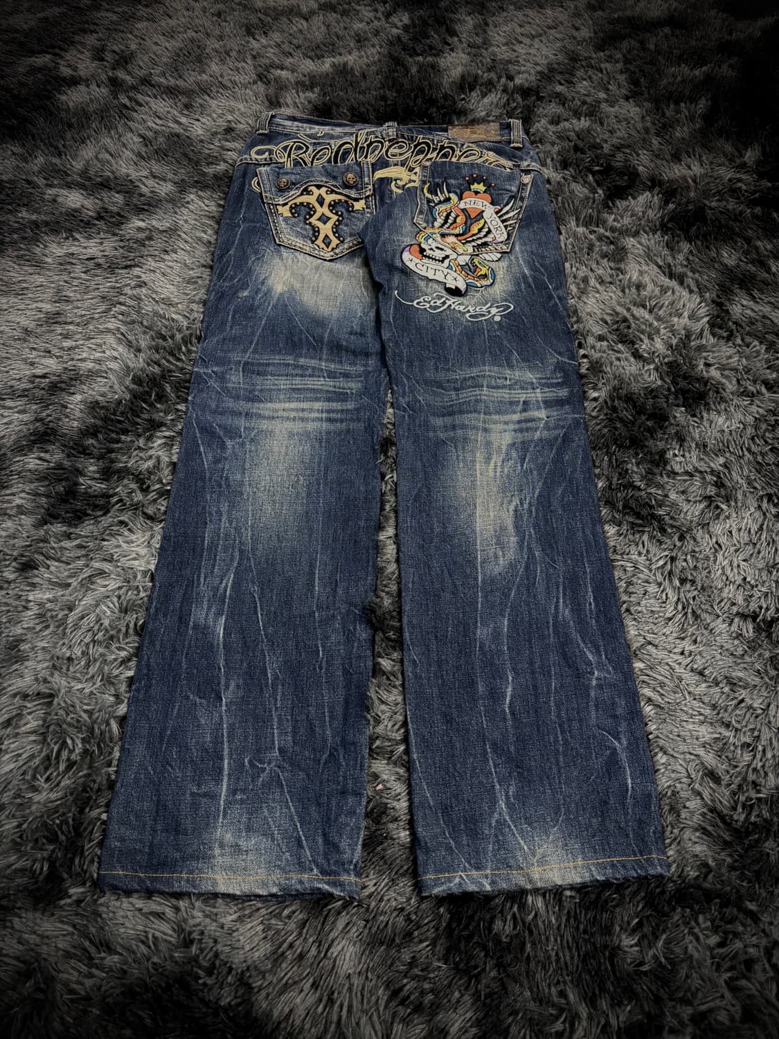 Red Pepper X Ed Hardy 자수 부츠컷 데님팬츠 상품이미지1