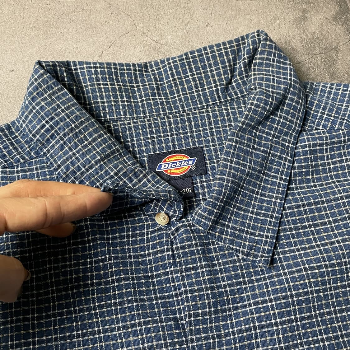 DICKIES 디키즈 빈티지 블루 체크 반팔 워크 셔츠 A00959 상품이미지2