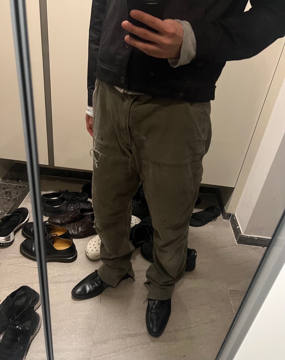 칼하트 OG 모스그린 워크 더블니 상품이미지1