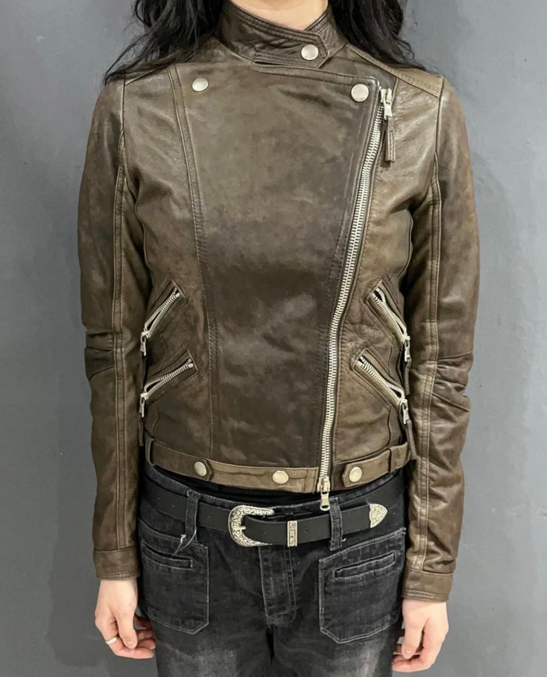 Dacute 쉽 스킨 4-zip 더블 라이더 재킷 상품이미지7