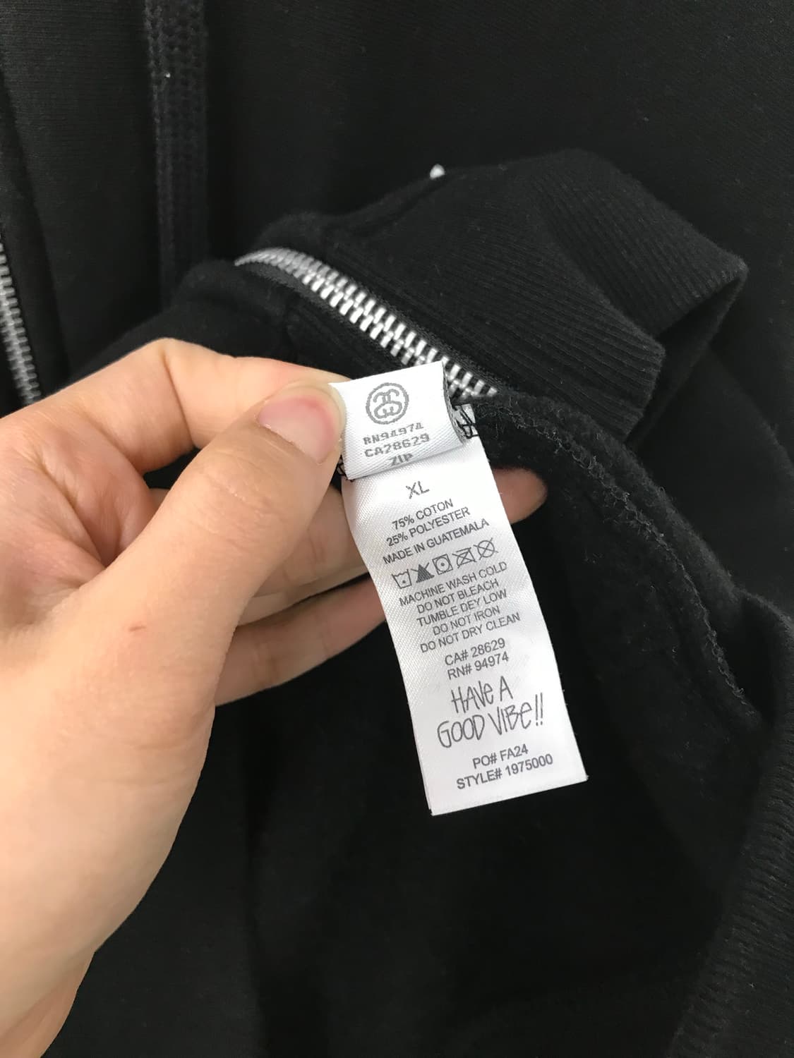 스투시 베이직 블랙 후드집업 상품이미지7