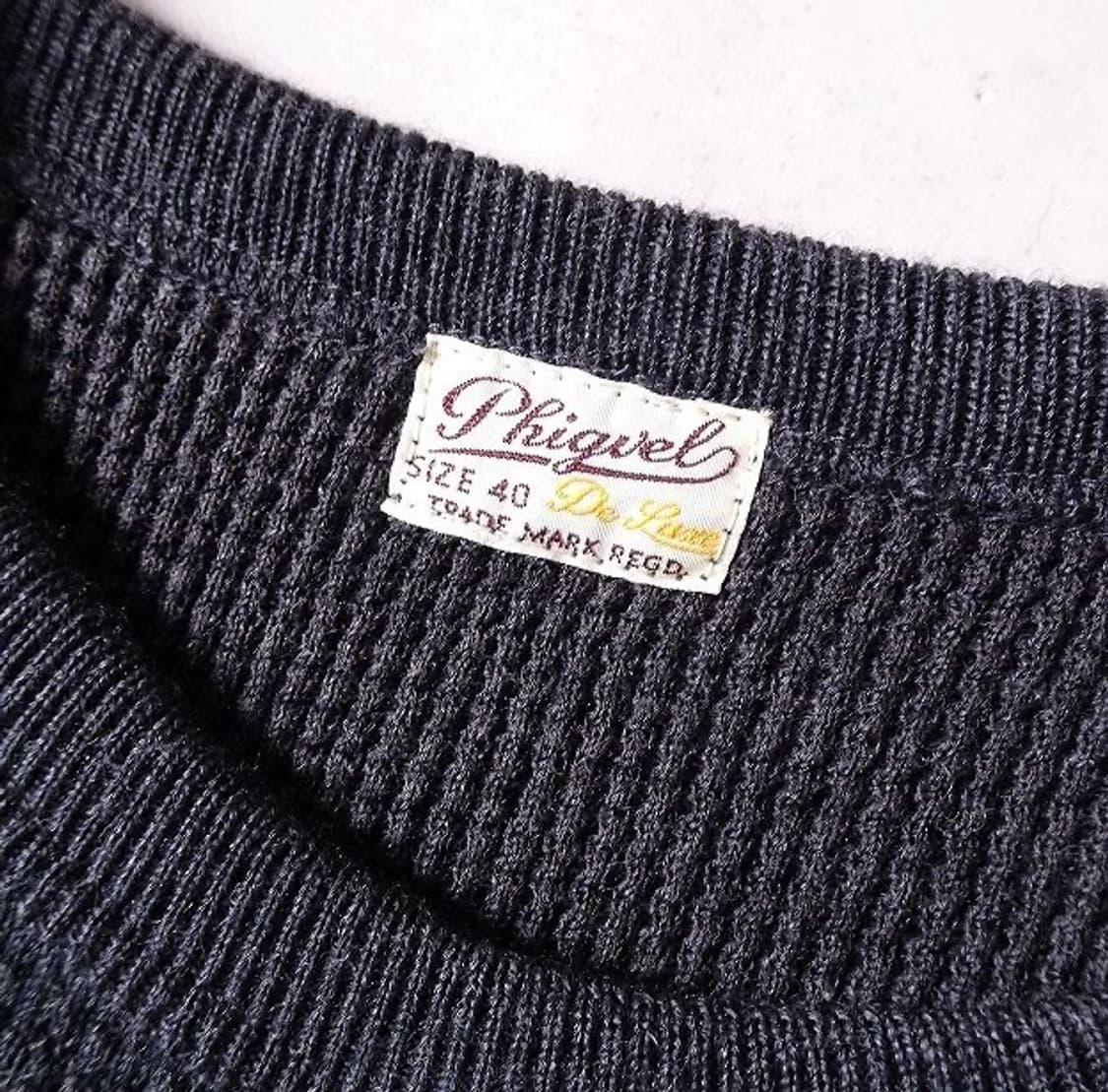 피그벨 써말 와플탑 니트 그라파이트 40size  / 3size 상품이미지4