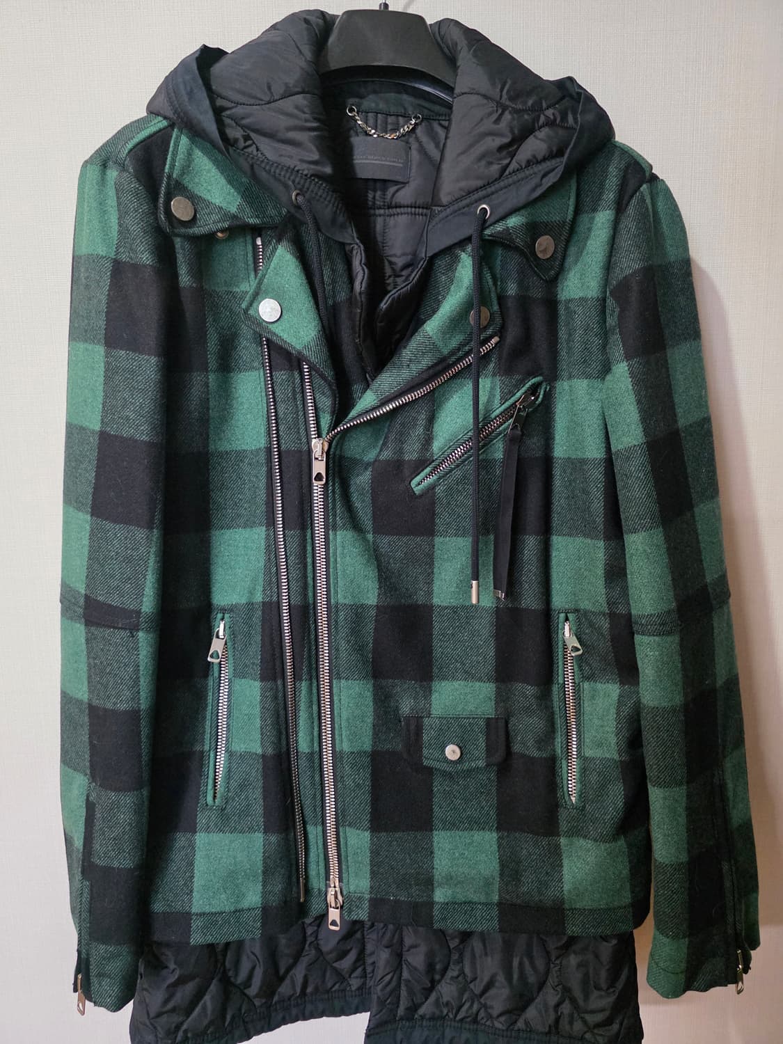 디젤 블랙골드 체크후드 코트 상품이미지1