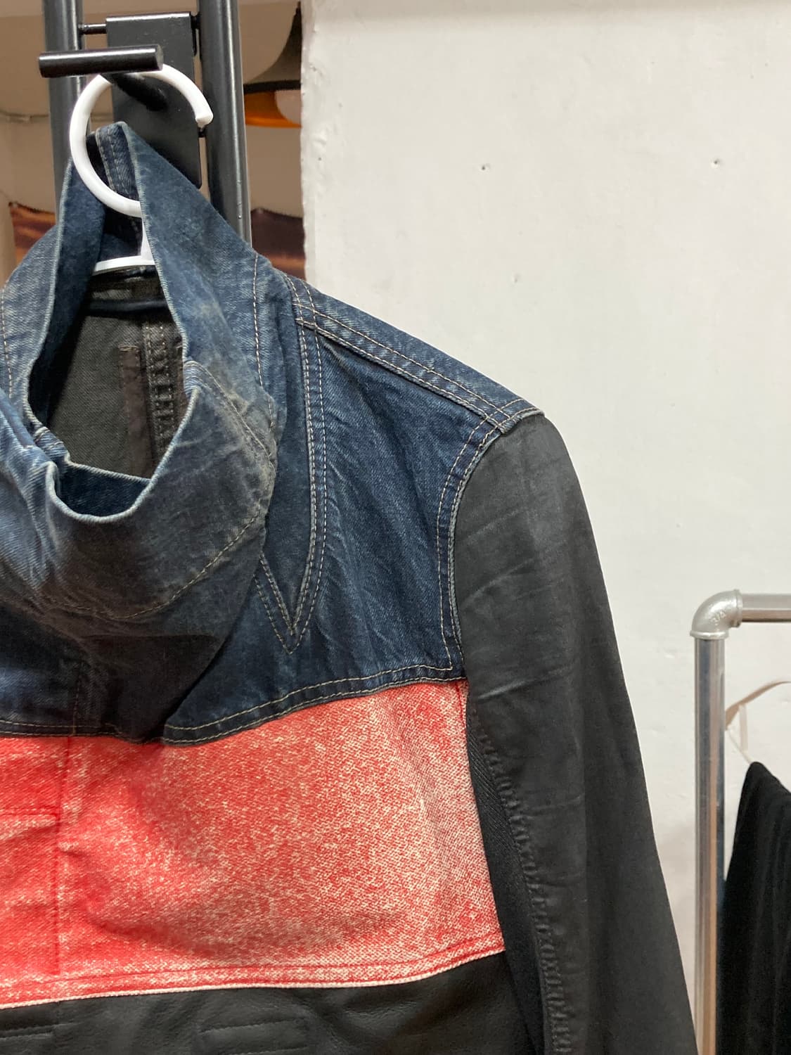 릭오웬스 레더 믹스 데님 자켓 상품이미지6