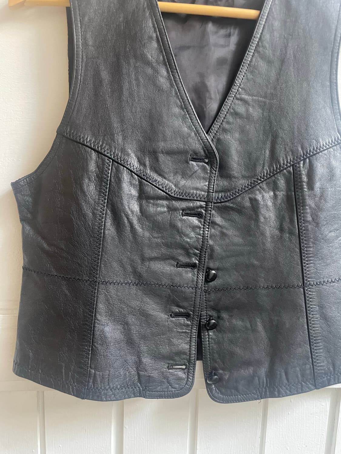 VTG stitch leather vest 상품이미지6