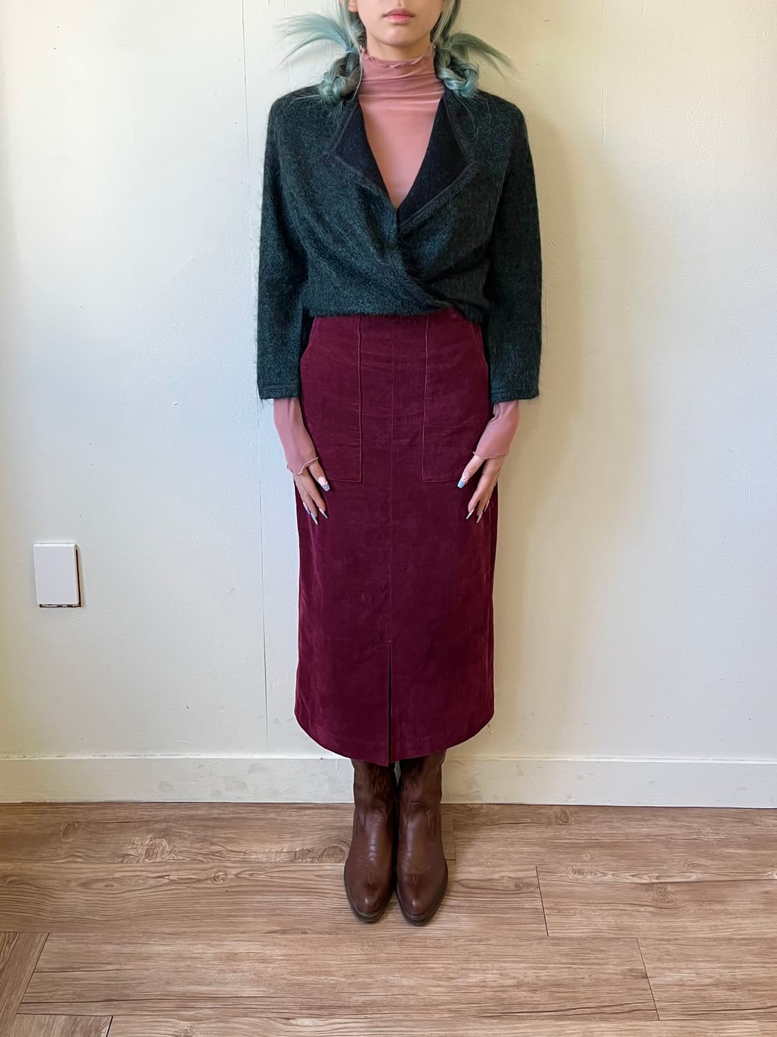 ROPE 버건디 코듀로이 스커트 상품이미지7