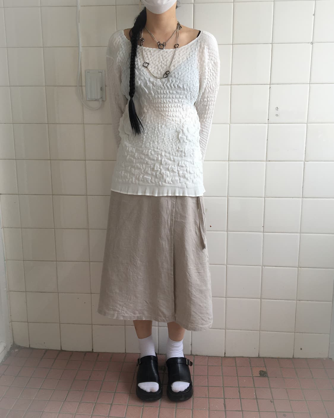 Pleats pattern point sleeve 상품이미지5