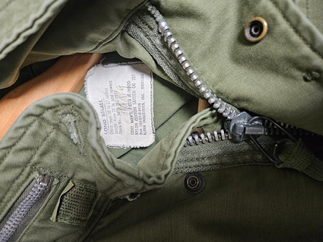 60s 2세대 은지퍼 og m65 미군 필드자켓 s/l 상품이미지3