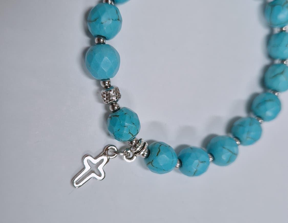 터키석&헤마타이트 원석 묵주 팔찌 상품이미지4