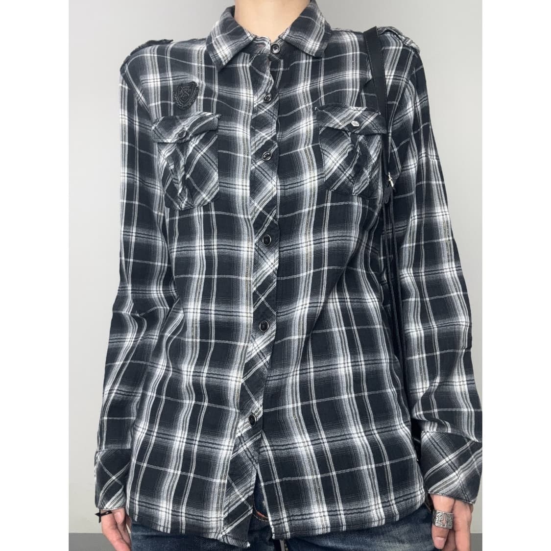 빈티지 펑크 체크 셔츠 상품이미지1