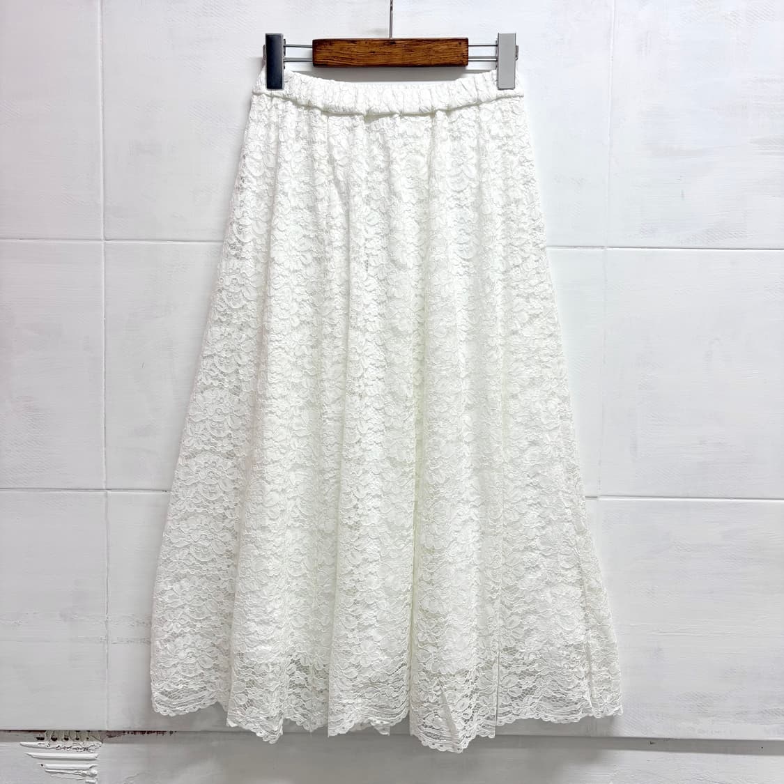GLACIER 레이스 화이트 롱 플레어 스커트 M JPN 새상품 상품이미지4