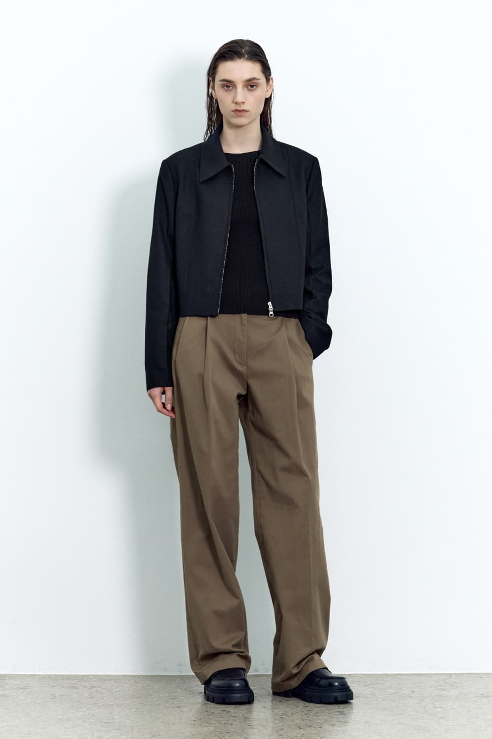 인사일런스우먼 미니멀집업자켓 블랙 s 상품이미지3