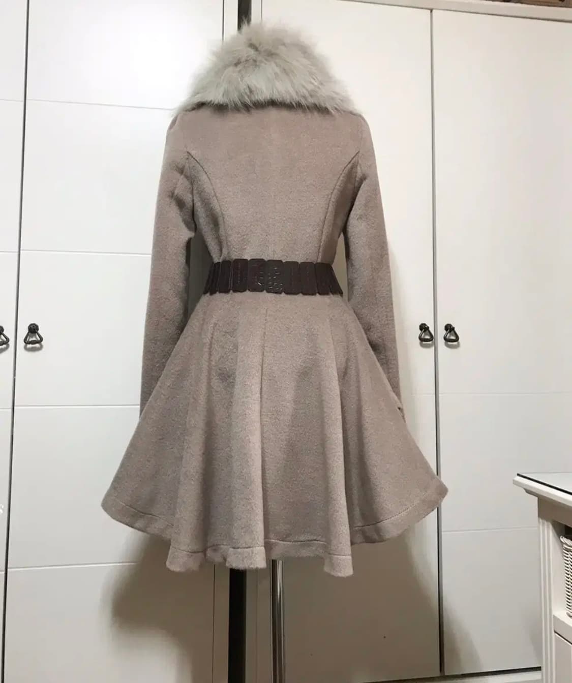 55ㅡ천연폭스 카라 연한 코코아색 코트 상품이미지3