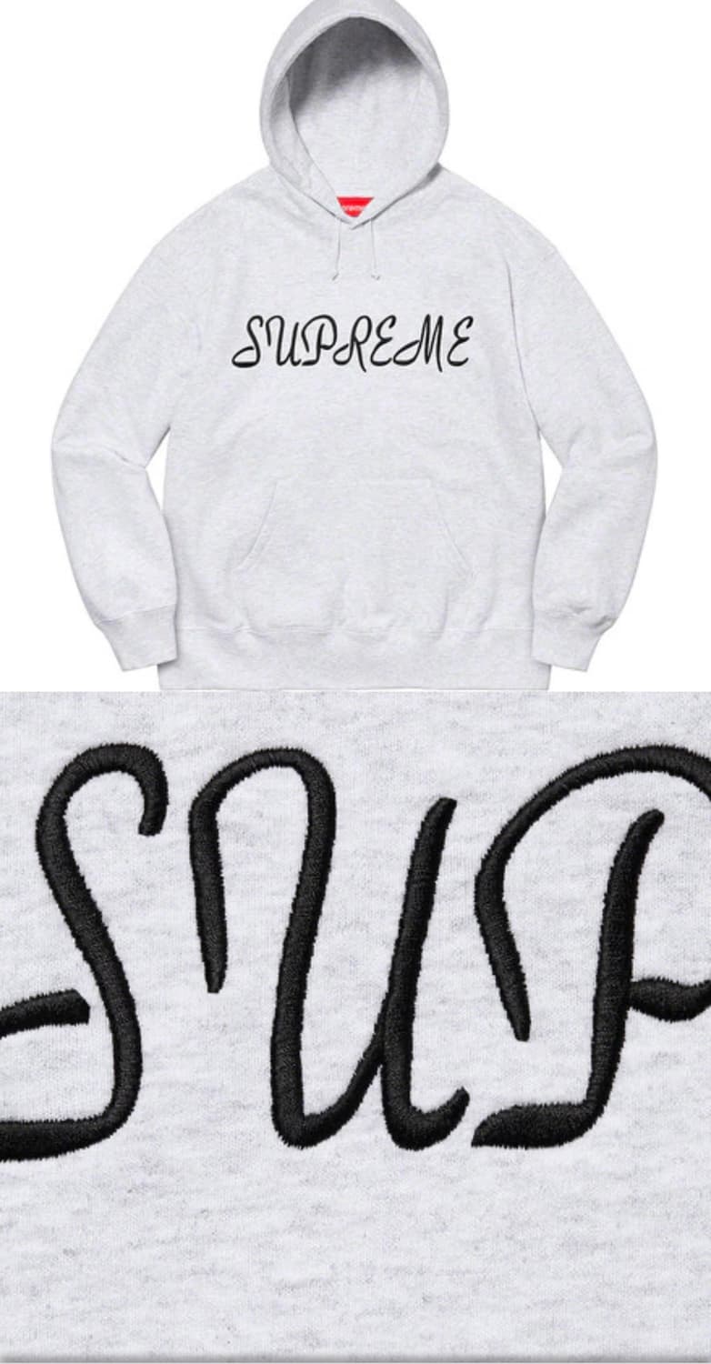 슈프림 스크립트 후드 스웨트셔츠 [애쉬 그레이-L] 23SS 상품이미지6