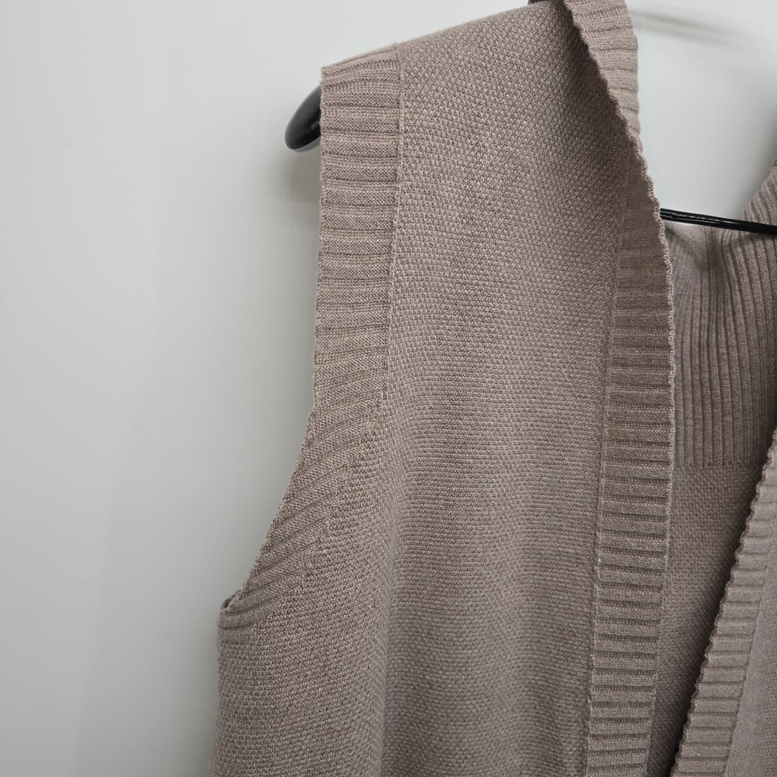 후드 니트 롱 조끼 베이지 상품이미지3