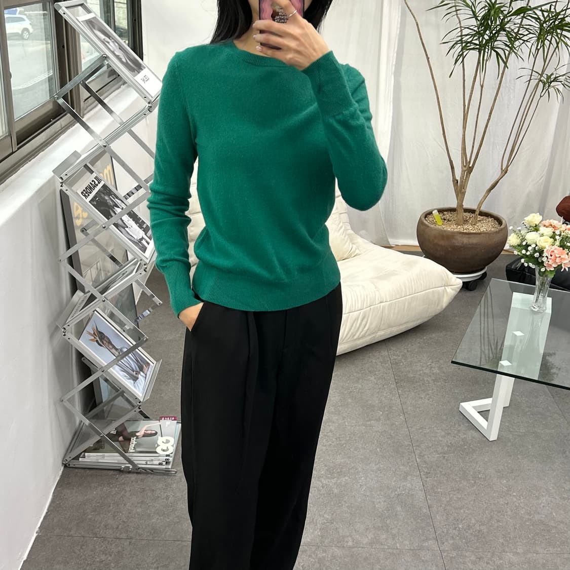 유니클로 그린 니트티셔츠 상품이미지3