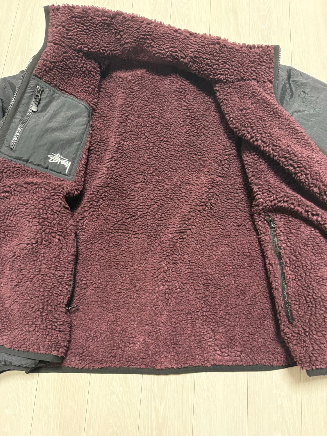 스투시 쉐르파 리버시블 자켓 버건디 상품이미지3