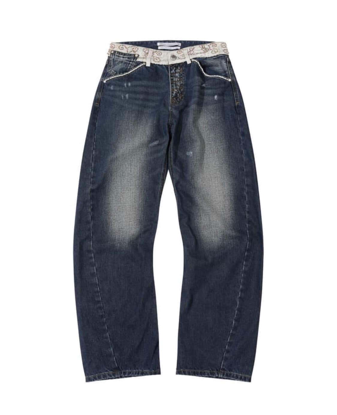 Beaded Waist Denim Pants Indigo Blue 상품이미지4