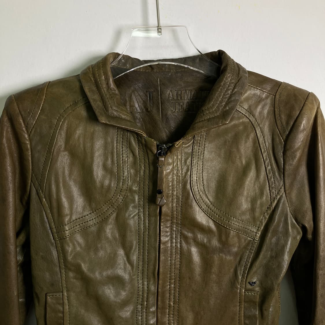 Armani 아르마니 진스 램스킨 투웨이 레더 자켓 36 상품이미지4