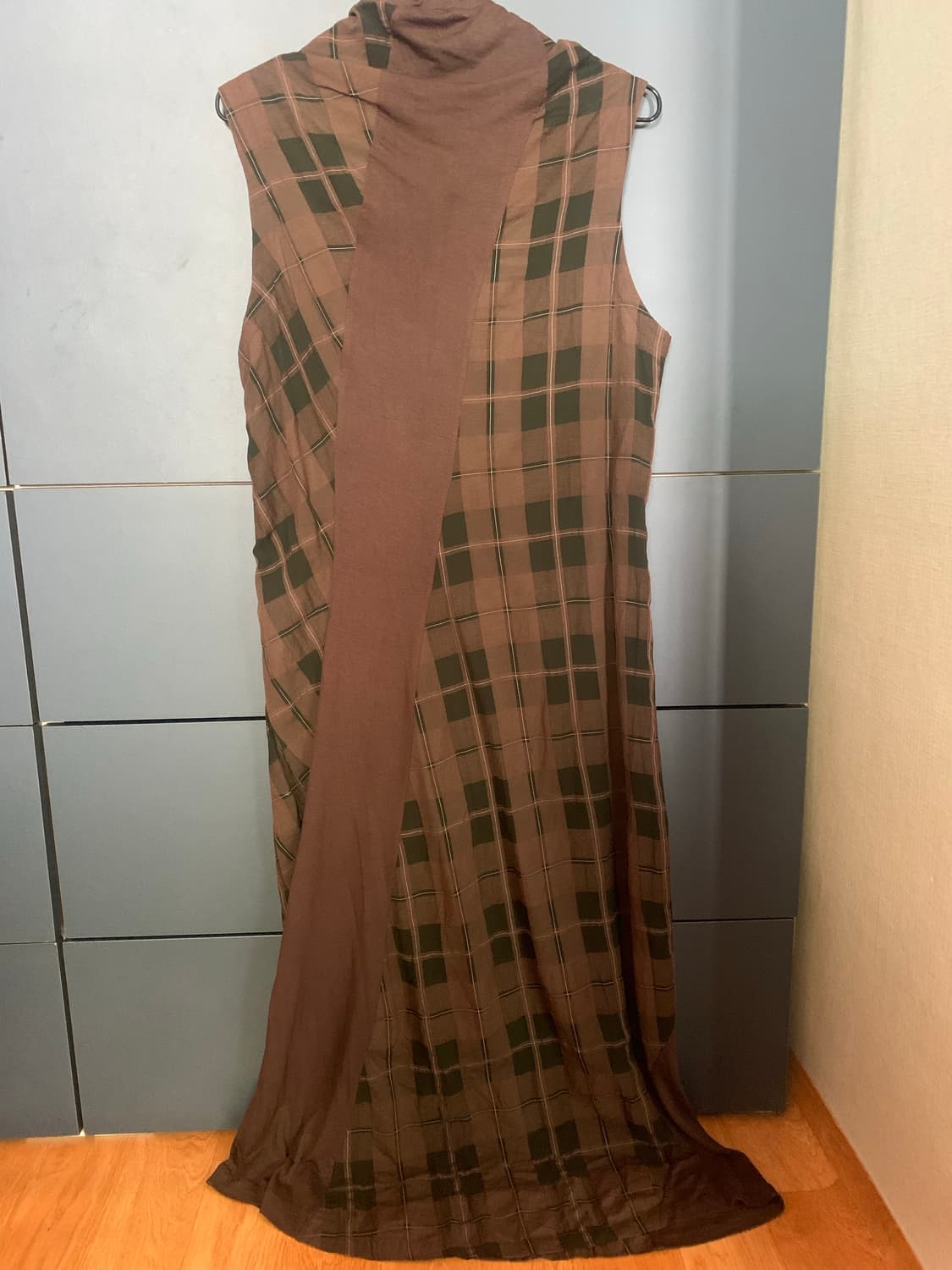 체크 롱 펑크 나시 원피스 상품이미지4