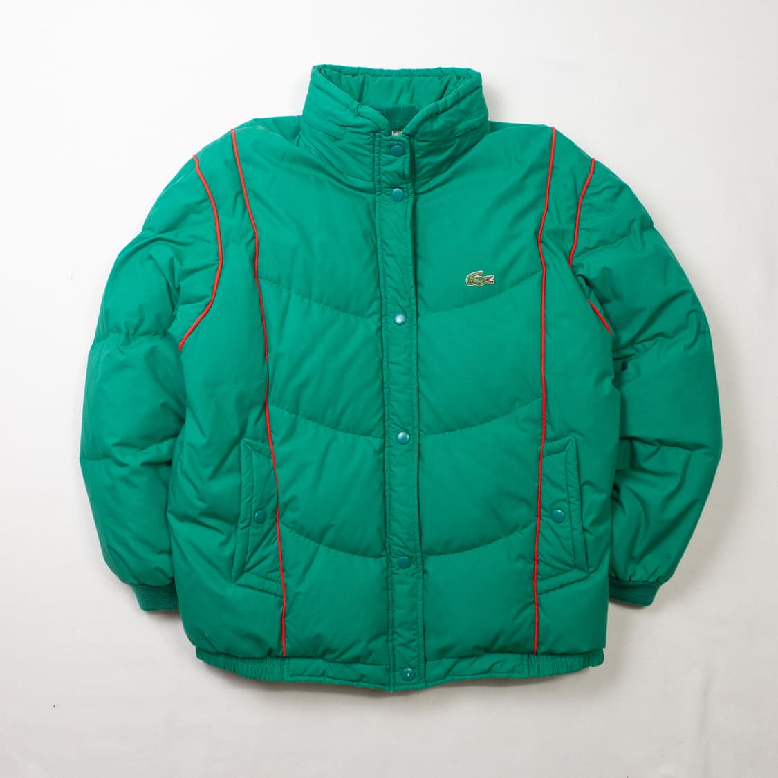 90s 라코스테 오렌지 라인 푸퍼 자켓 그린 상품이미지1