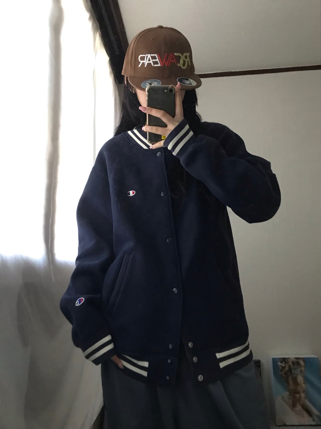 챔피온 네이비 오버핏 바시티자켓 상품이미지2