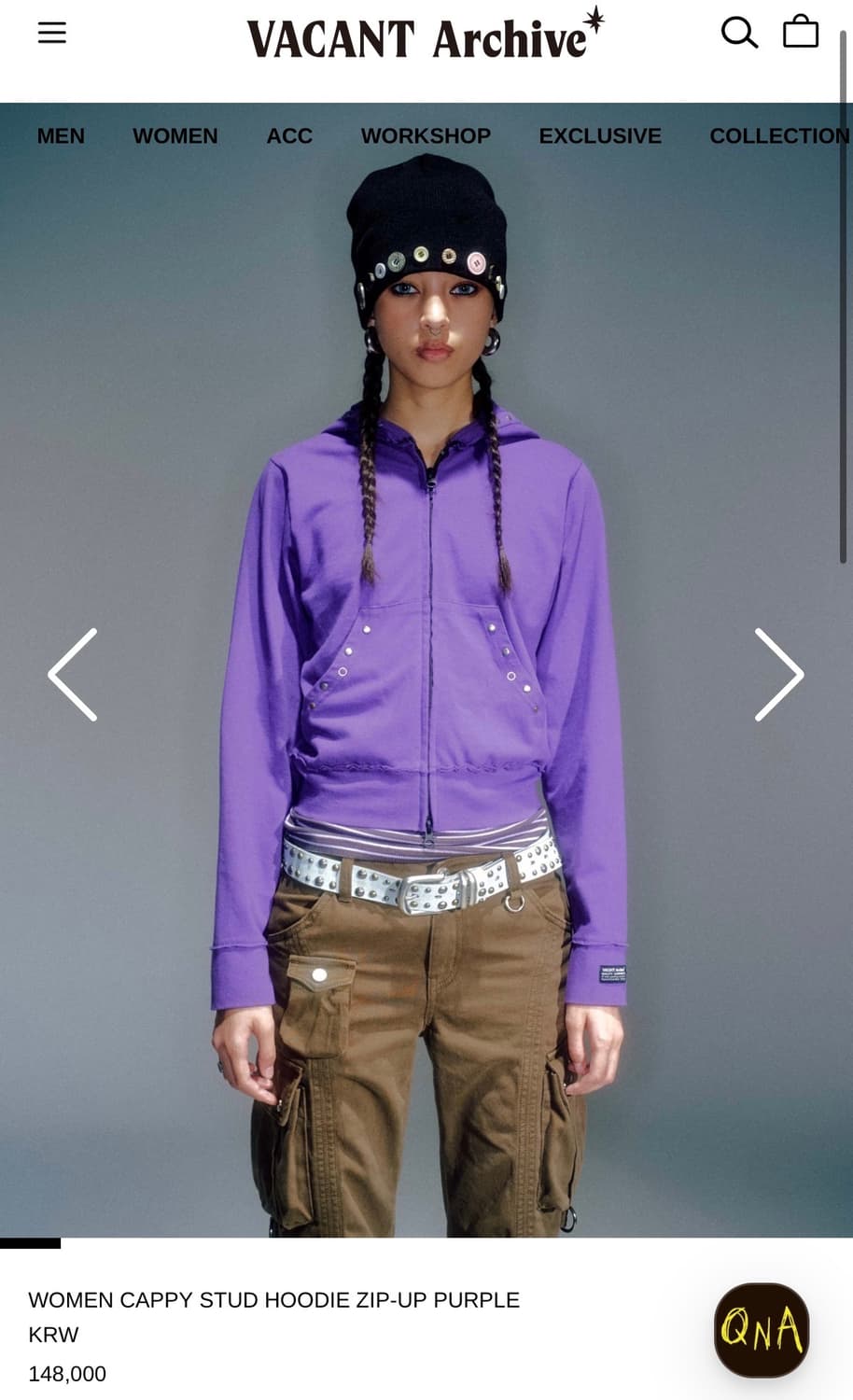 Vacant archive 캐피 스터드 후드집업 퍼플 상품이미지1