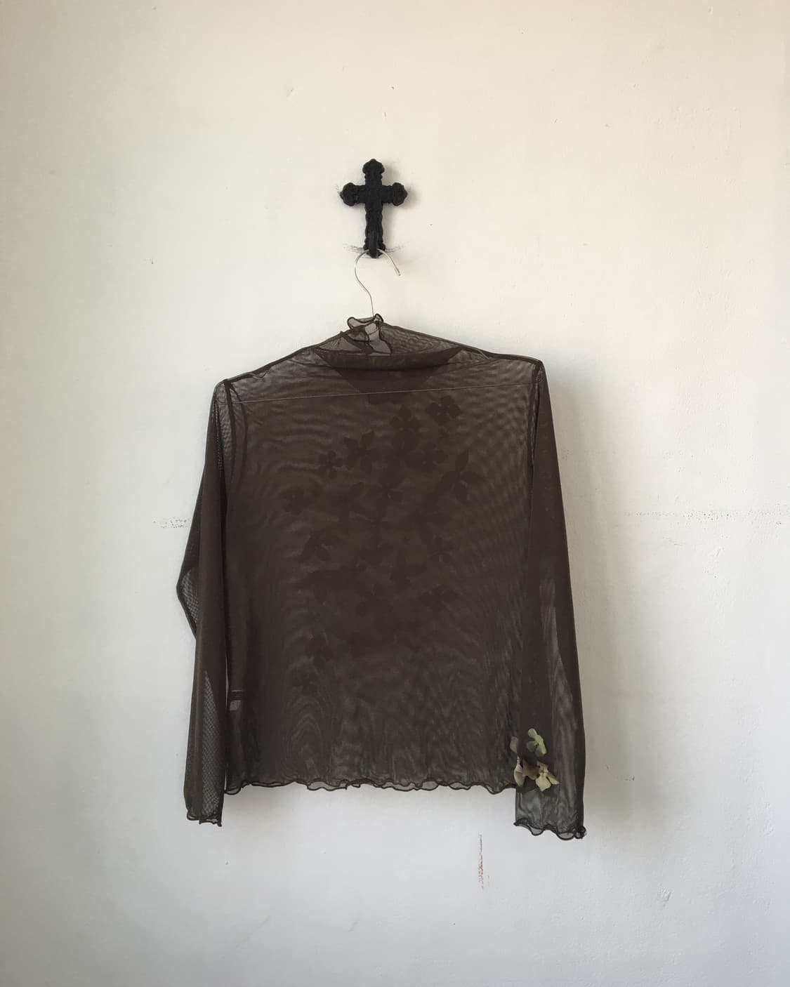 Corsage point high neck mesh sleeve 상품이미지3