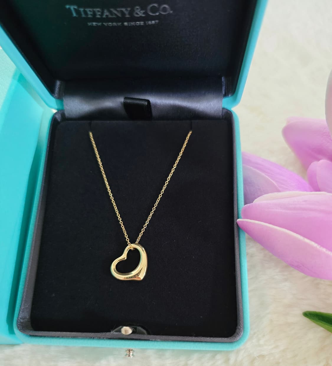 티파니앤코18k 5다이아오픈하트목걸이 정품  상품이미지8
