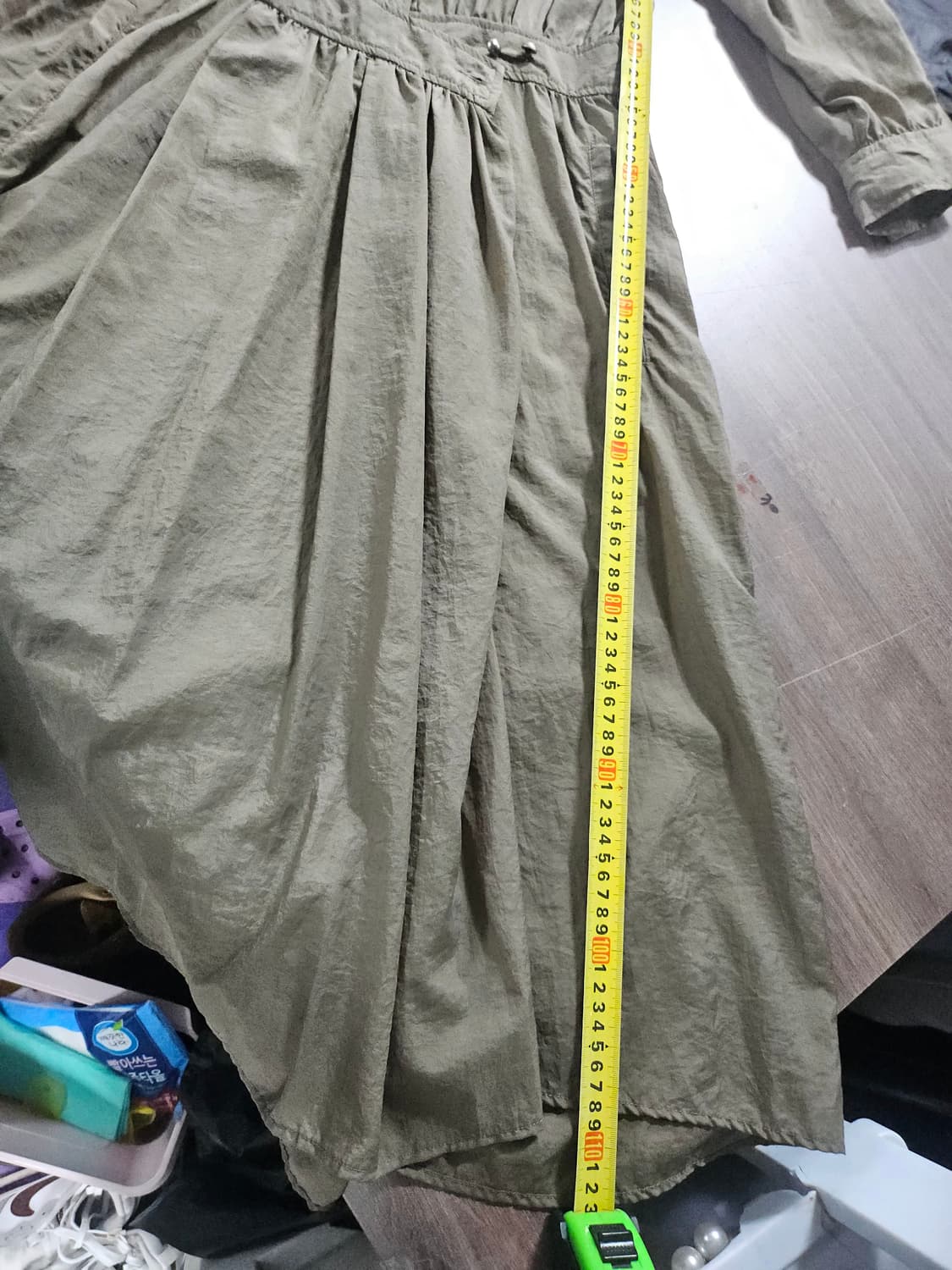 A t G  카키색 바지락 반팔 원피스  55  매우얇음 상품이미지8