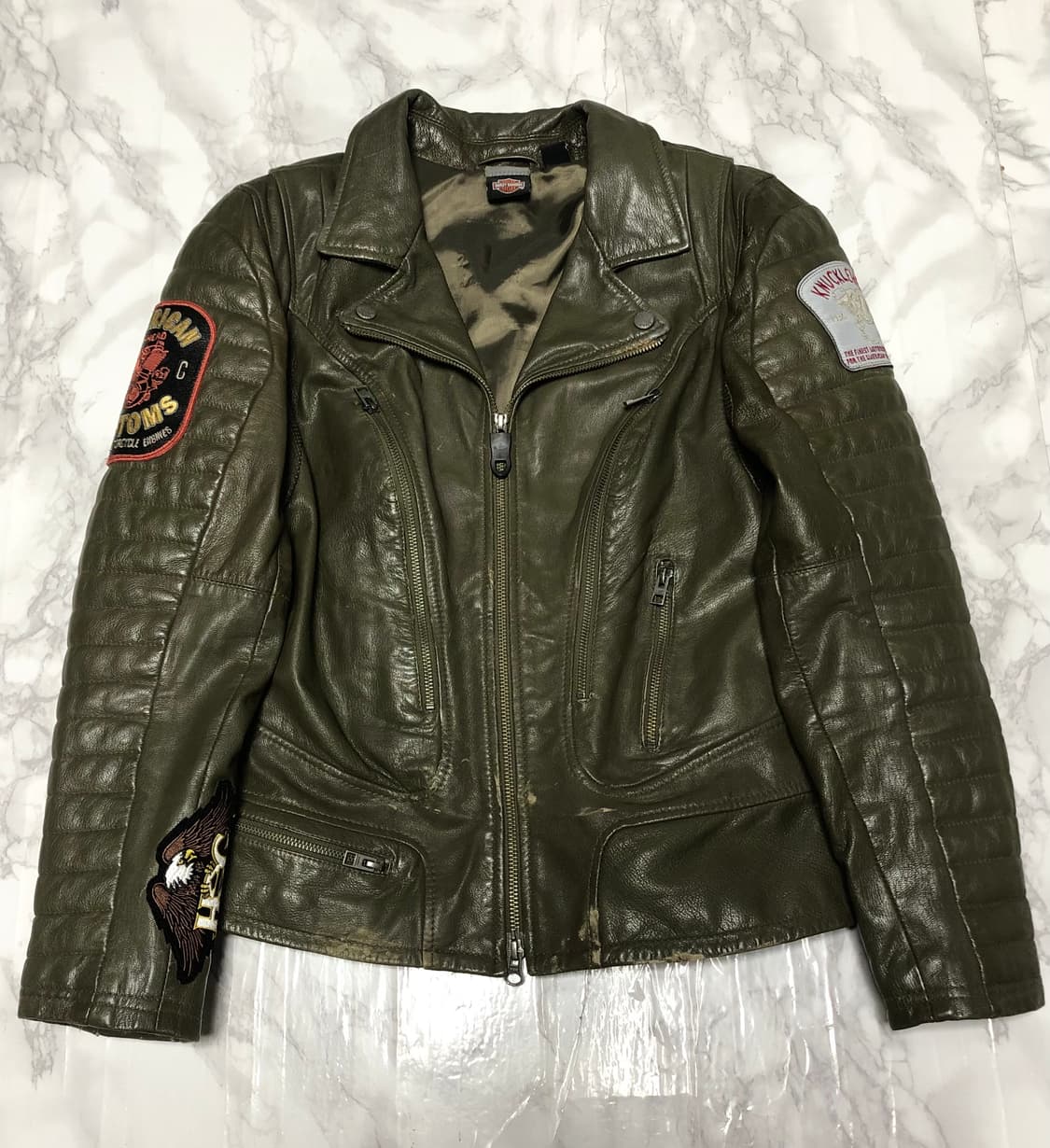 할리 데이비슨 가죽 라이더 자켓 패치 여성용 상품이미지1