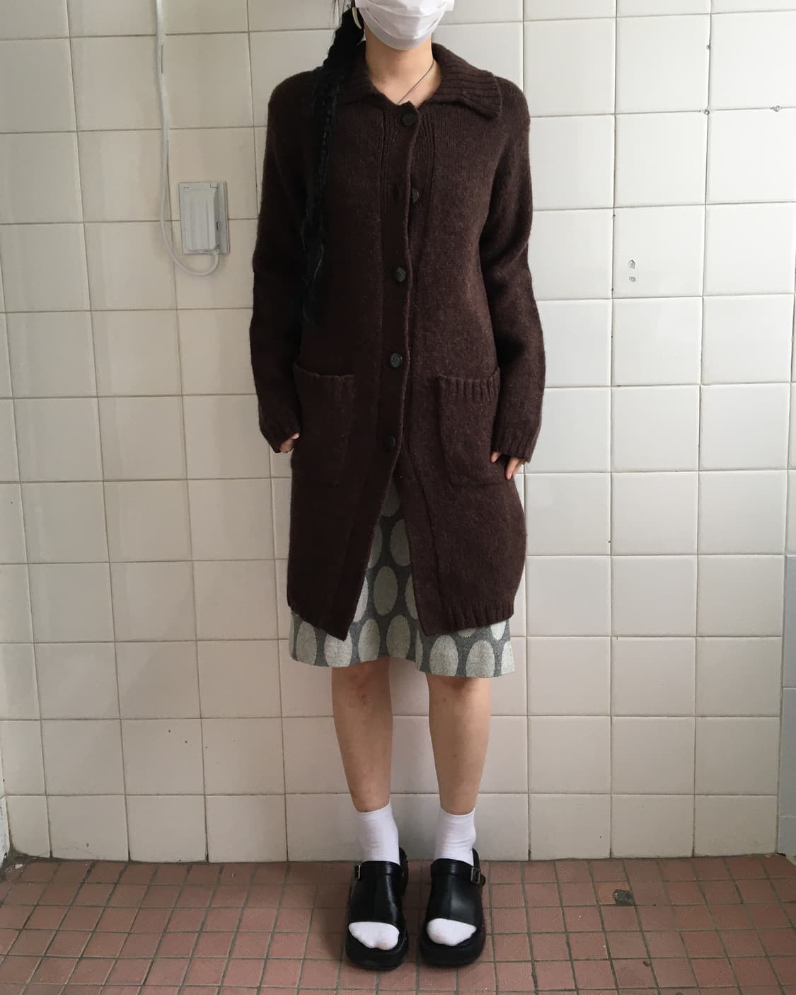 Collar knit long cardigan 상품이미지1