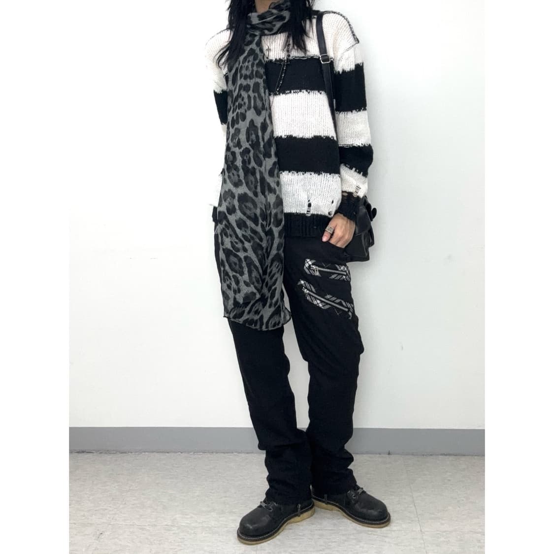 빈티지 펑크룩 락시크 블랙 로우라이즈 팬츠 상품이미지1