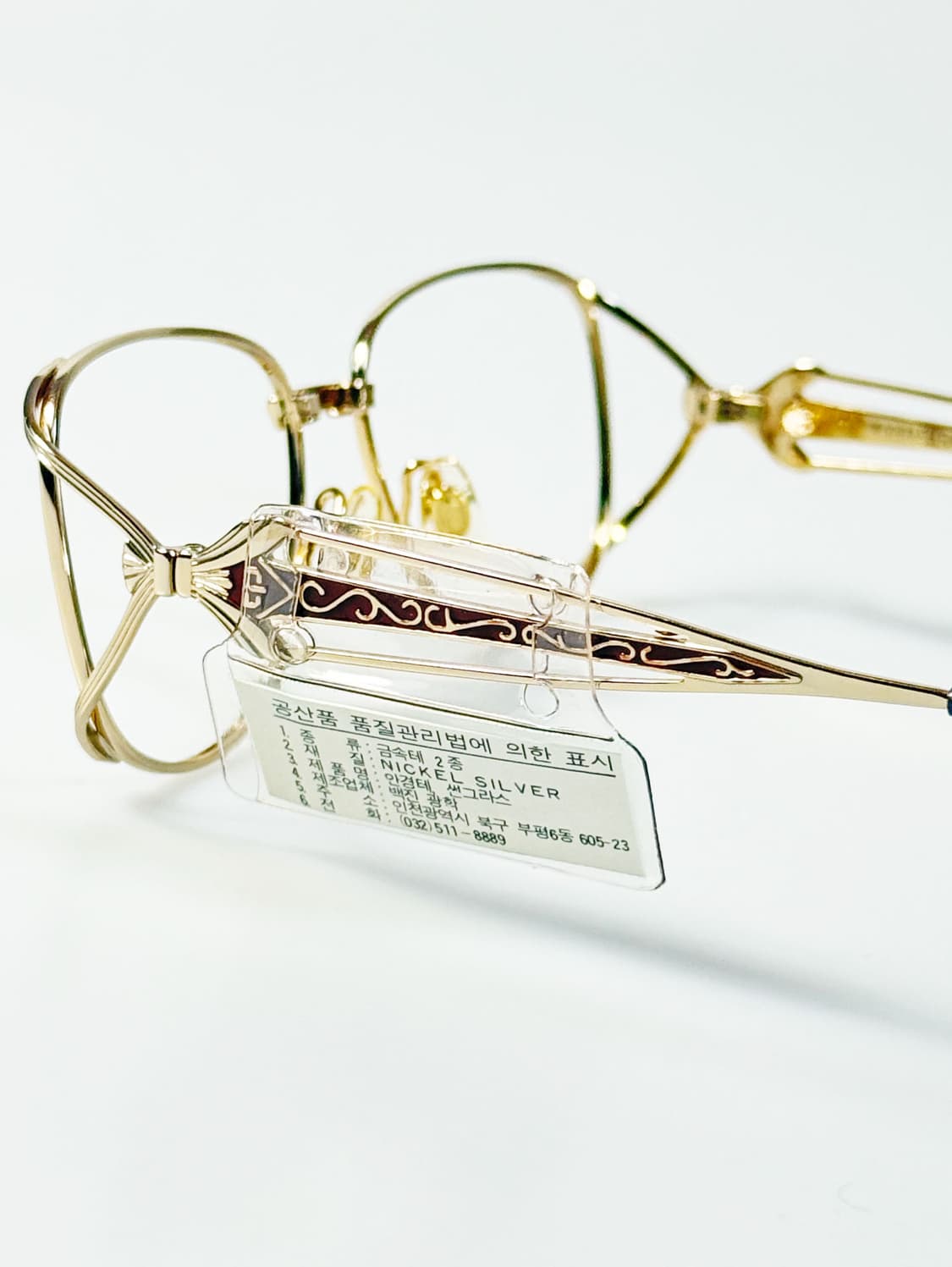 90s WORLD COLLECTION 골드 슬림 스퀘어 빈티지 안경 상품이미지4